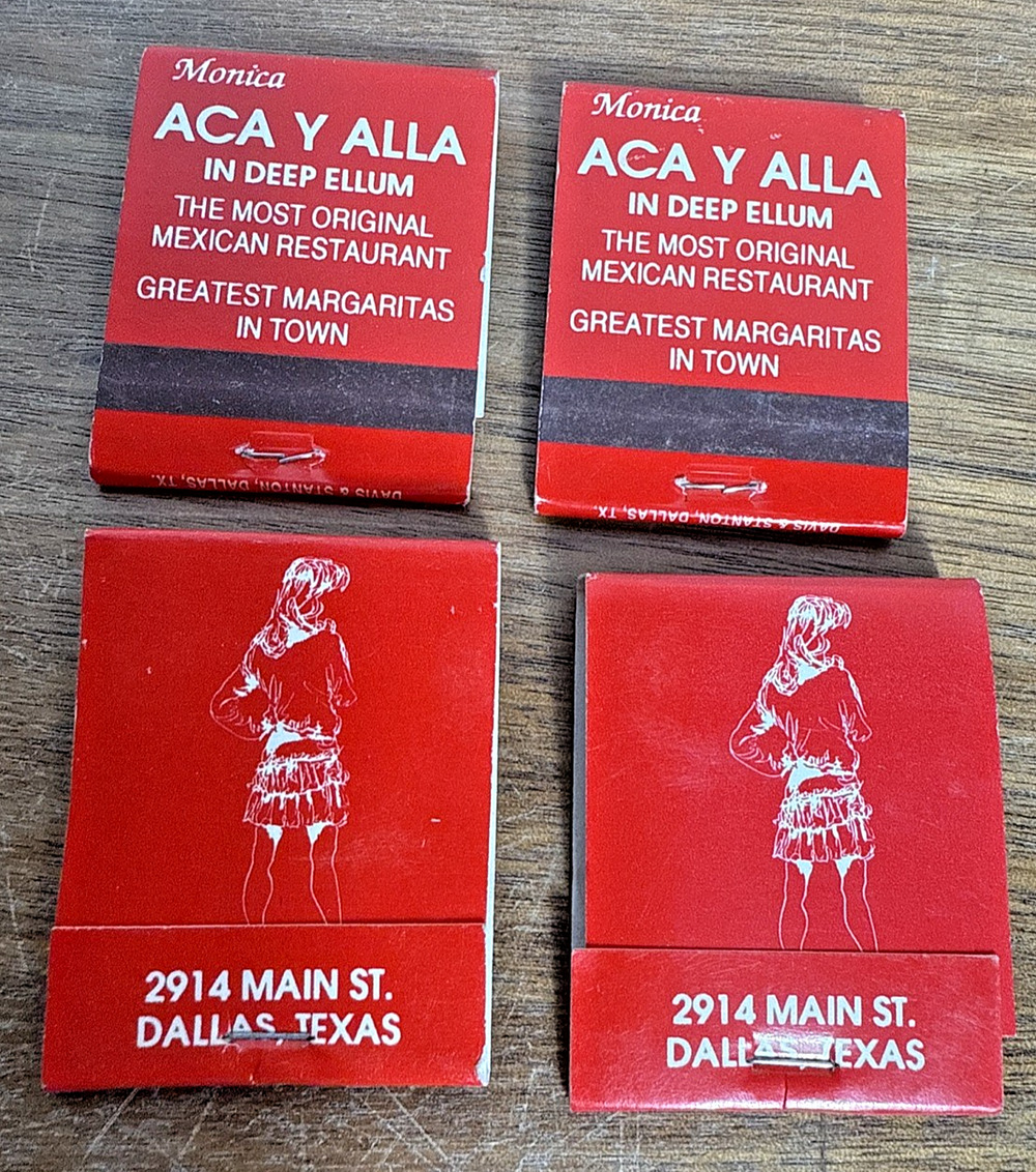 Dallas Texas Monica's Ava Y Alla Deep Ellum Mexican Restaurant Matchbook Lot NOS